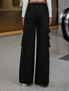 QIANZHIDU Pantalon cargo ample taille haute, nouveau pantalon décontracté mode streetwear pour femmes