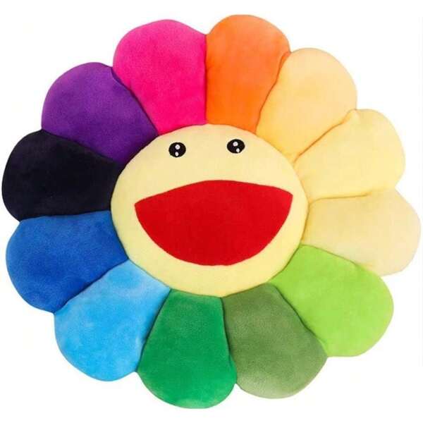 Smile Face Plush Rainbow Pillow, Sunflower Decor Plush Pillow Soft & Comfortable Flower Floor Pillow For Home Reading Bed Room Decoration Tapestry Living Room Modern Tapestries