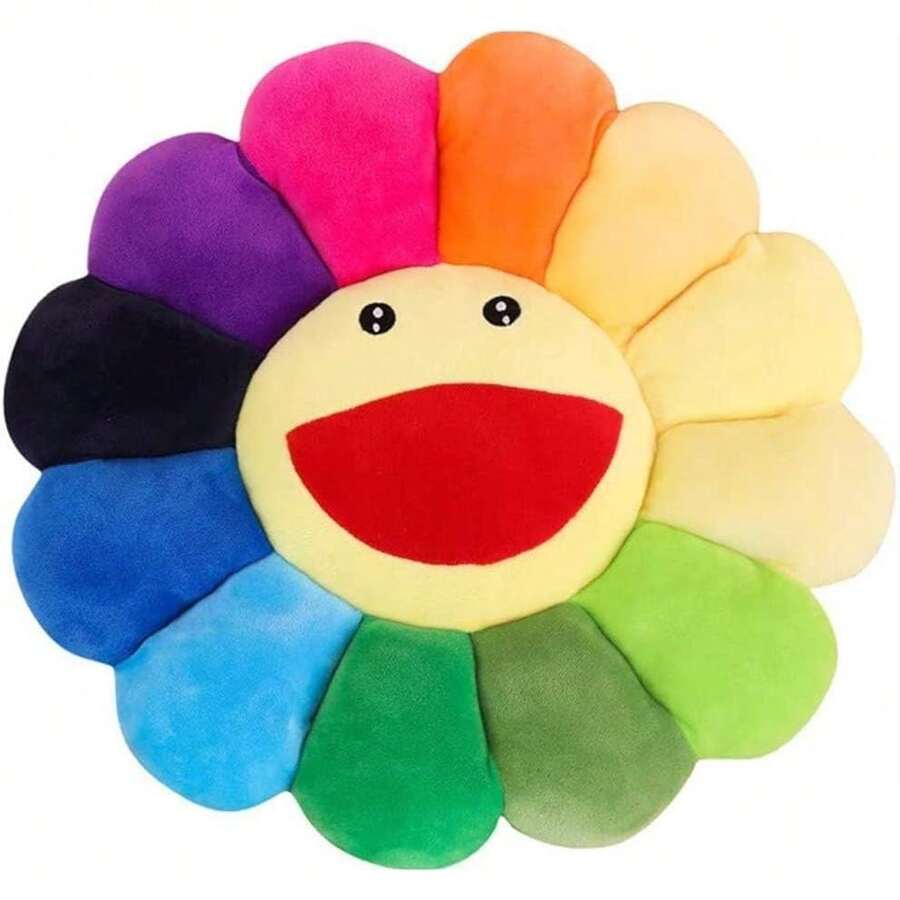 Smile Face Plush Rainbow Pillow, Sunflower Decor Plush Pillow Soft & Comfortable Flower Floor Pillow For Home Reading Bed Room Decoration Tapestry Living Room Modern Tapestries