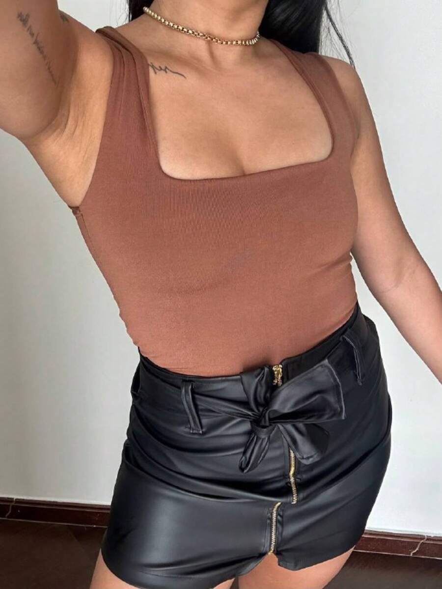 Lais Square Neckline Bodysuit In Suplex Fabric - View 1