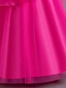 Children's Princess Dress, Tulle Skirt, Flower Girl Tween Girl Dress, Long Gown For Christmas Performance, Runway, Wedding, Emcee, Piano Recital (Please Refer To The Size Chart In The Product Details To Select The Appropriate Size) - 玫紅色 - 查看 8