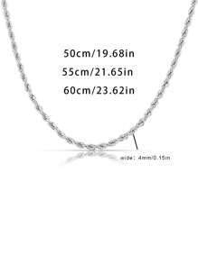 1pc 20"22"24" Minimalist Men's Rope Necklace, Gold/Silver/Black Stainless Steel Chain, Everyday Wear - Rope Necklace - View 7