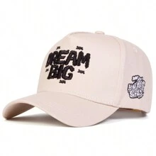 1 pieza Gorra de béisbol para hombres con bordado de letra, diseño de patrón de nube, gorra de 5 paneles para uso al aire libre, protección solar, uso casual, viajes de primavera/otoño, vacaciones en la playa