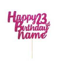 1pc Customizable Happy Birthday Cake Topper With Nameplate And Age, Comes With Double-Sided Glitter Card In Various Colors - Multicolor - View 15