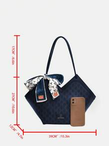 Dedoo 2024 New Textured Western Style Large Capacity Handbag, Autumn/Winter Versatile Western Style Shoulder Bag, Fashionable Tote Bag - Blue - View 8