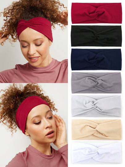 1 件女士纯色十字形运动头带，多功能瑜伽/户外/跑步配件