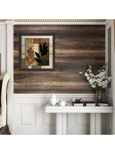 1Roll Bruin Wood Wallpaper Peel Stick Countertop Contact Paper Waterproof Countertops Kitchen Cabinet Self Adhesive Vinyl Bureau Counter Top 17.7"X393.7/196.8/118.1/39.3" view 6