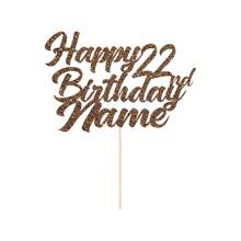 1 szt. Personalizowana dekoracja tortu urodzinowego z imieniem i wiekiem, w zestawie dwustronna karta z brokatem w różnych kolorach - Wielokolorowe - Zobacz 13