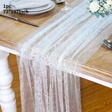1pc/2pcs 28x120/197 Inches Gold Transparent Sheer Table Runner, Sparkly Wedding Table Runner, Boho Style Table Decor, Suitable For Birthday, Party, Wedding, Bride Shower, Holiday, Christmas, New Year Table Center Decoration, Multiple Colors Available - Solid Color - View 17