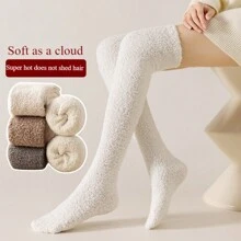 1 Đôi tất cao đến đùi lót nhiệt giữ ấm cho nữ, tất cao đến đầu gối, tất giữ ấm chân cho mùa đông - Nhiều màu - Xem 5