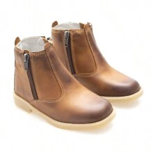 Men's Children's Boot Genuine Leather Boot Lined Comfortable Stitched Sole Ready For Delivery - màu nâu - Xem 3