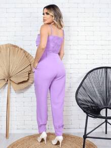 Women's Tailored Shirt And Pants Set - 紫丁香色 - 查看 4