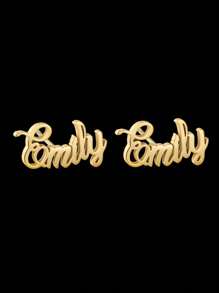 1 Piece Of New DIY Custom Hollow Letter Necklace,  Bracelet, Earring Set, 18k Gold Plated Stainless Steel Jewelry Set, Including High-End Exquisite Gift Box, For Friends, Family, Loved Ones, Father's Day, Holiday Gifts - Gold - View 7