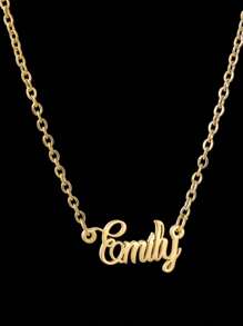 1 Piece Of New DIY Custom Hollow Letter Necklace,  Bracelet, Earring Set, 18k Gold Plated Stainless Steel Jewelry Set, Including High-End Exquisite Gift Box, For Friends, Family, Loved Ones, Father's Day, Holiday Gifts - Gold - View 5