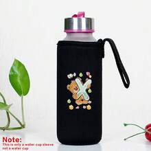 Capa para Garrafa de Água Isolada 550ml Copo de Vidro Universal Portátil Anti Escaldante Corda de Elevação Água Café Leite CháFrio Capa de Copo Isolante Mão a Mão com Elevação Anti Escaldante Canudo Espessado Organizador Externo Viagem Moda Carta Impressa Série