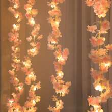 1 套仿真粉色樱花藤灯配 30 个 LED 灯，适用于派对、节日、生日、婚礼装饰、北欧家具装饰、房间装饰 - 彩色 - 查看 2