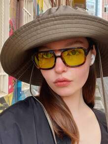 Women's Square Aviator Fashion Fashion Glasses, Retro 70s Double Bridge, Men's Aviator Vintage, Purple Lens - Classic Pilot - View 8