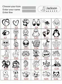 152Pcs No Iron Name Stickers For Clothes, 1pc Custom Name Cartoon Signature Stamp For Kids, Cartoon Pattern Name Stamps Personalized, DIY Customized Cartoon Self Inking Name Stamp, Stamps For Signing Name, Name Stamp For Clothing Kids Waterproof - Blue - View 3