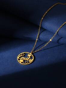 Dây chuyền tên cá nhân, Dây chuyền mặt dây chuyền tên hình bầu trời sao tròn hình học tối giản, Trang sức thép không gỉ, Phụ kiện thời trang, Quà tặng cho bạn thân - Vàng - Xem 4