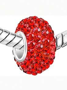 1pc Authentic Solid Sterling Silver Jan-Dec Birthstone Bead Charm  Rhinestone Compatible With  All Bracelet Necklace Women Birthday Gift