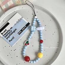 1pc Cute Cloud Decor Handmade Beaded Phone Strap,Camera Strap,Bag Charm, Keychain Gift - Multicolor - View 9