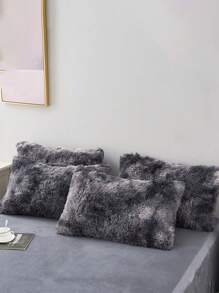 Juego de ropa de cama de 3 piezas de peluche de visón gris oscuro, suave y cómodo para el dormitorio o la habitación de invitados - Gris Oscuro - Ver 4