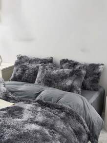 Juego de ropa de cama de 3 piezas de peluche de visón gris oscuro, suave y cómodo para el dormitorio o la habitación de invitados - Gris Oscuro - Ver 6