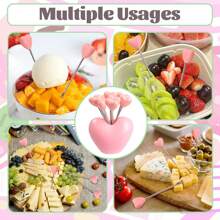Set de 5 tenedores de fruta, tenedores de ensalada en forma de corazón rosa de acero inoxidable, tenedores creativos para pastel, postre, pinchos de comida dulce, suministros para bodas y fiestas, regalos navideños, útiles escolares