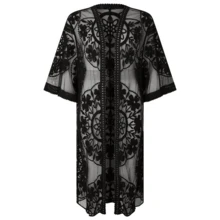 Pareo De Encaje Para Traje De Baño Negro Ropa De Playa Mujer - Negro - Ver 8