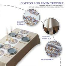 1 tấm khăn trải bàn bằng PVC chống thấm nước, chống dầu và có thể giặt được theo phong cách Bắc Âu họa tiết hoa và hình học - sen bạch mã - Xem 5