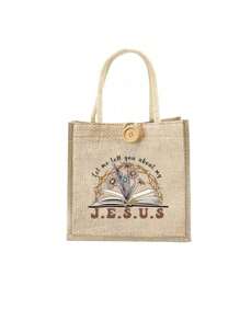 1 chiếc túi tote vải lanh "Let Me Tell You My Faith", túi xách tay họa tiết chữ và hoa, túi đeo vai vải lanh dành cho nữ, thể hiện niềm tin của bạn, túi du lịch nhẹ, túi đeo chéo đa năng, quà tặng Lễ Tạ ơn, túi quà tặng chữ cái, có thể tái sử dụng, phù hợp cho trường học, đại học, công sở, kinh doanh, đi làm, hoạt động ngoài trời, du lịch, dã ngoại, lễ hội (Kiểu nút ngẫu nhiên) - Màu Khaki - Xem 12