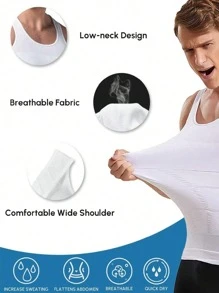 Men's 2 Pcs Compression Shirt Slimming Body Shaper Vest Gym Workout Tank Top Sleeveless Abdomen Shapewear Gynecomastia Compression Shirts, Tummy Control Undershirts - Change In Seconds