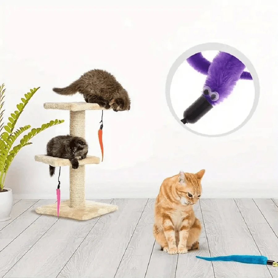 Plush Cat Toy Refills Interactive Teaser Stick Heads For All Breeds