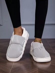 Dép đi trong nhà chống trượt chống thấm nước mới dành cho cả nam và nữ lót ấm - Xám - Xem 4