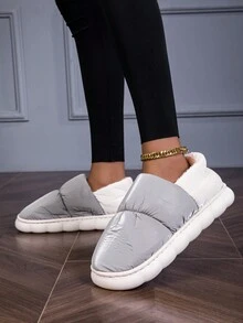 Dép đi trong nhà chống trượt chống thấm nước mới dành cho cả nam và nữ lót ấm - Xám - Xem 2