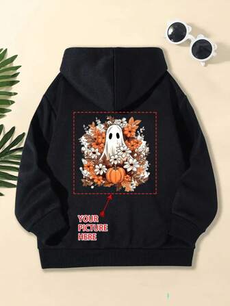 Felpa con cappuccio foderata termica personalizzata per ragazze pre-adolescenti con stampa di pattern/logo/foto di animali domestici/logo troupe di danza, qualsiasi foto personalizzata per bambine e teenager, calda per l'autunno/inverno