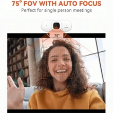 NUROUM White Hd Usb Webcam With Dual Noise-Cancelling Microphones, Fast Auto-Focus, 2K Web Camera, Plug & Play Webcam For Online Meeting/Learning With Computers - White - View 3