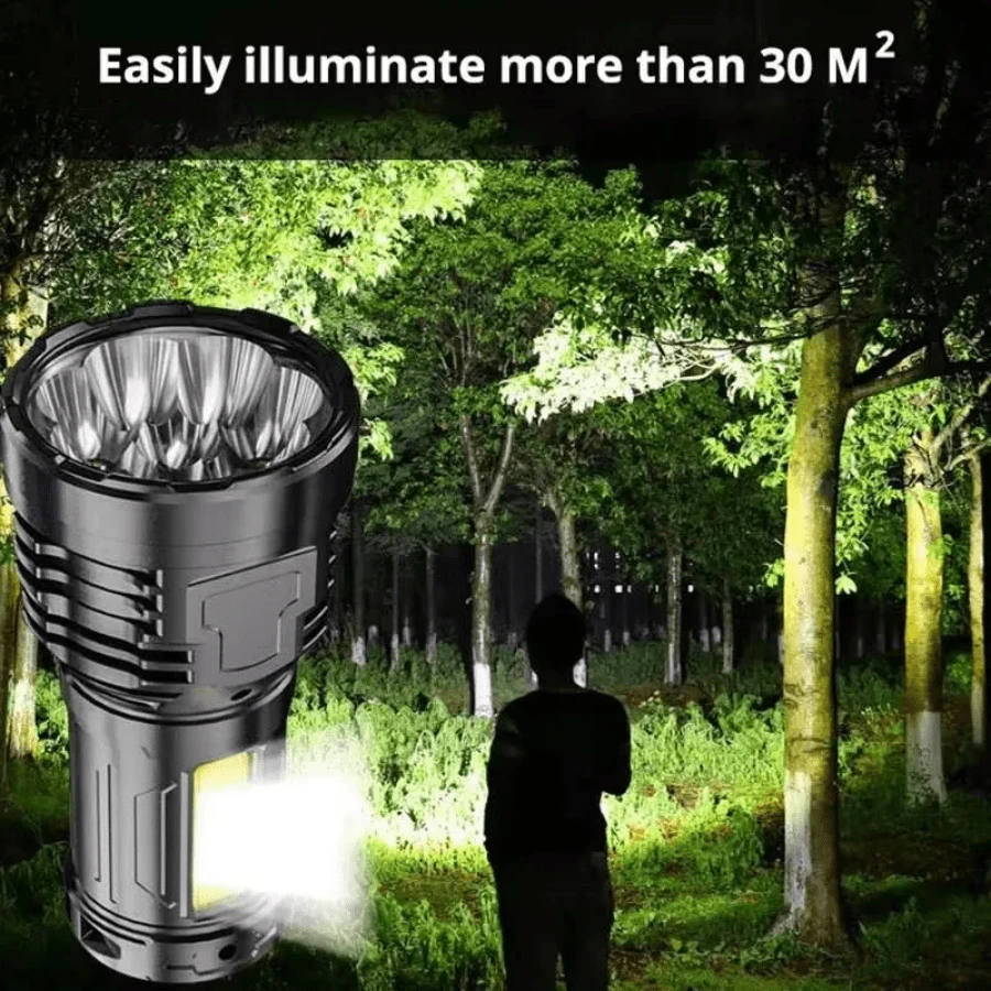Strong Light HighPower LED Flashlight With Bright 8LED Side Light COB