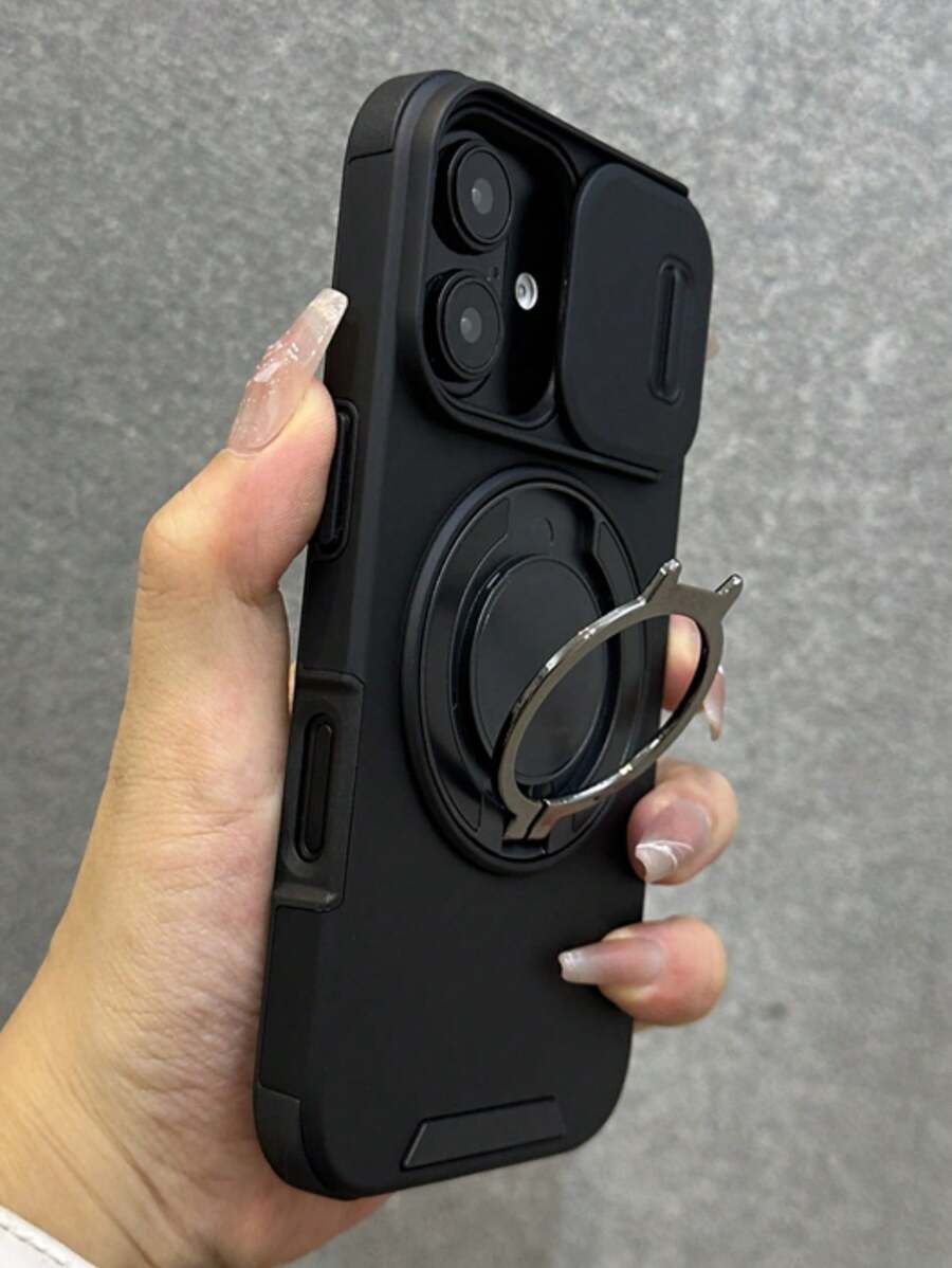 1 件滑动窗口环形支架无线充电手机壳适用于 17 AIR 16 15 14 13 12 11 Pro Max Plus 软硅胶后盖