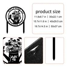 1 PIEZA Cartel de bienvenida clásico personalizado de metal con patrón de tetera recortada en flor, decoración de estaca de jardín personalizada, placa de metal con nombre personalizado para césped, granja, parque, decoración de poste con tema floral para exteriores, ideal para decoración de Acción de Gracias y primavera - No se necesita electricidad