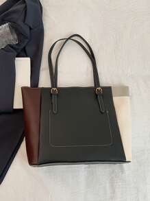 时尚大容量多口袋单肩手提包，32*12*28厘米休闲女士大号手提包可容纳笔记本电脑，简约时尚，适合休闲和度假 - 彩色 - 查看 8