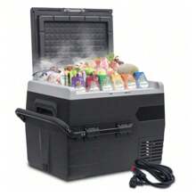 Smad 50L Car Refrigerator 12/24 D C Portable Refreigerator 2 Way Lid Opening Car Fridge With Removeble Basket Wheels Led Lighting -4℉-68℉ For Camping RV Travel And Home - US B Type Plug(110-127V) - View 1