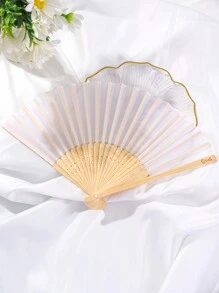 5把/1把丝绸折扇，黑白“新娘与伴娘”印花，单身派对、婚礼新娘礼物、伴娘配饰、拍照道具，完美的夏季派对、活动、假日、旅行、节日、露营配饰 - 彩色 - 查看 17