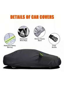 Funda Completa Para Auto Con Rayas Reflectantes,Cubierta Coche Completa Reflectante Protección Solar Imperme,Cubierta Coche Universal  YL  Protección  Solar  480*190*155MM - Negro - Ver 3