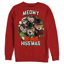 Men's Lost Gods Meowy Hissmas Sweatshirt - Red - View 1