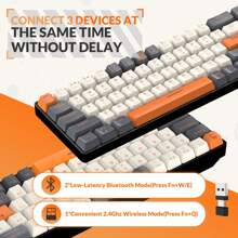 ATTACK SHARK * MAGIC-REFINER 60% Wireless Mechanical Keyboard, Bluetooth 5.0/2.4GHz, Dual-Mode Receiver, 68-Key Ergonomic Compact Gaming Keyboard, Compatible With PC - Low light & red switch - View 3