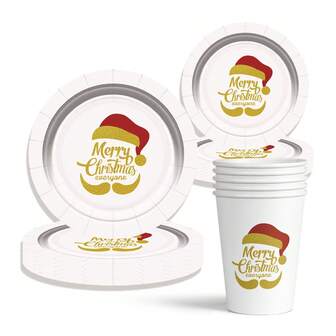 ชุดเครื่องใช้ในงานปาร์ตี้คริสต์มาส 60 ชิ้น/เซ็ต รวมถึงถ้วยกระดาษ จานและจานขนมหวานที่มีลายนักบุญซานตาคลอส