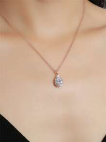 Collar con accesorio gota de agua zirconia cúbica - Plateado - Ver 17