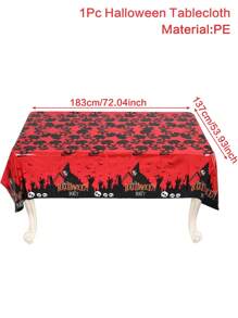 1pc Halloween Table Runner, Red Death Skull/Moon Skull Pumpkin/Dark Castle Bat Style Halloween Disposable Tablecloth, Horrible Terrifying Atmosphere For Halloween Party Home Table Room Background Decoration Supplies Table Cover Home Decor Room Decor Halloween Decor