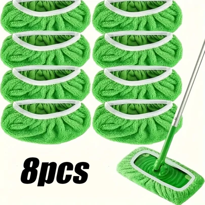 1/2/4/8 件，超细纤维清洁拖把替换垫，兼容扫地机，平板拖把布，可清洗且耐用的替换拖把布，干湿两用，易于清洁，清洁用品，返校用品